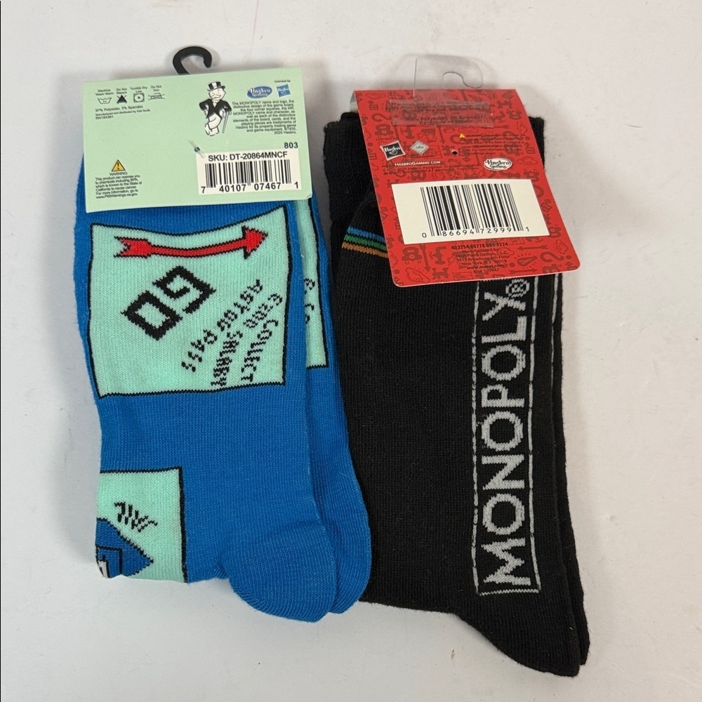 Hasbro Monopoly Crew Socks - Blue and Black - Picture 2 of 2